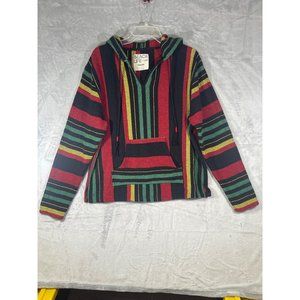 Beach life by Ladrft size Medium Striped Poncho Hoodie Pre-owned